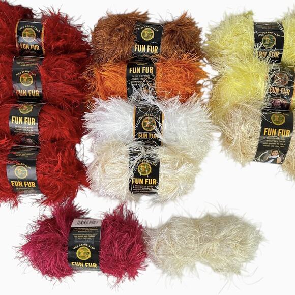 Lion Brand Other - Lion Brand Fun Fur Eyelash Yarn 11 Skeins & 2 Partial Wt 5 Bulky Assorted Colors
